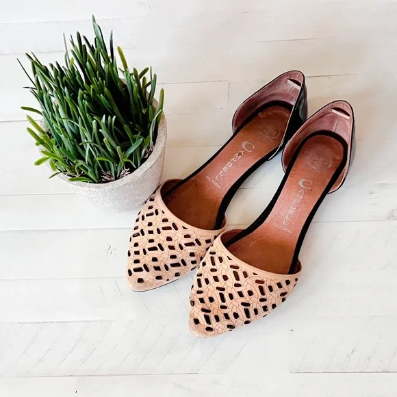 Jeffrey Campbell Ibiza Last D’orsay Boho Cutout Leather Flats Size 9 - Picture 5 of 14